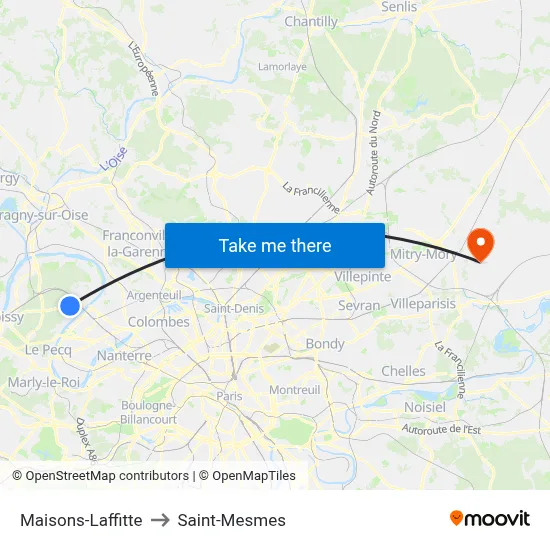 Maisons-Laffitte to Saint-Mesmes map