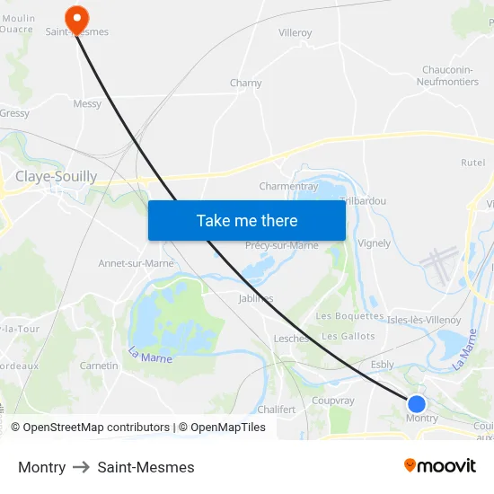 Montry to Saint-Mesmes map
