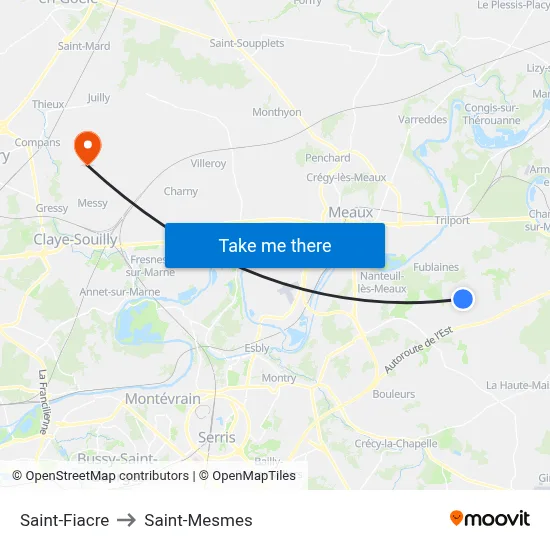 Saint-Fiacre to Saint-Mesmes map