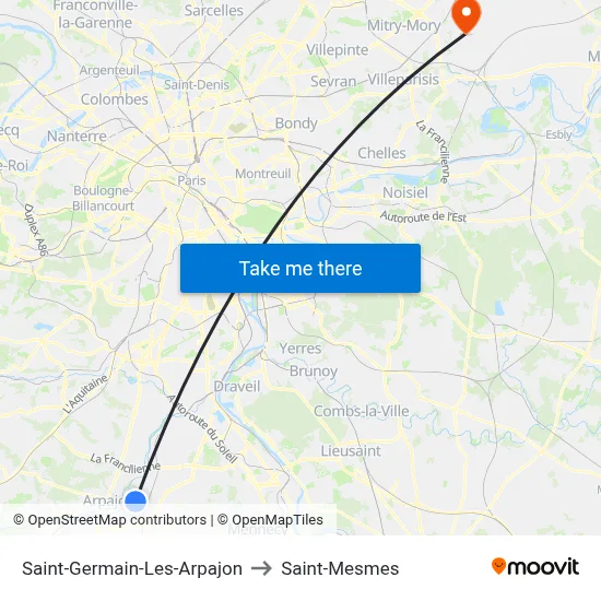 Saint-Germain-Les-Arpajon to Saint-Mesmes map