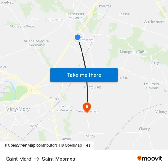 Saint-Mard to Saint-Mesmes map