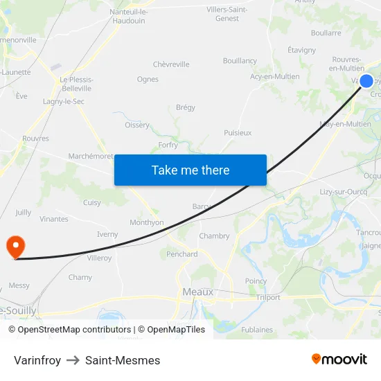 Varinfroy to Saint-Mesmes map