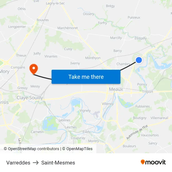 Varreddes to Saint-Mesmes map