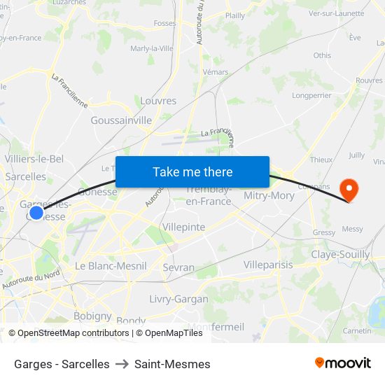 Garges - Sarcelles to Saint-Mesmes map