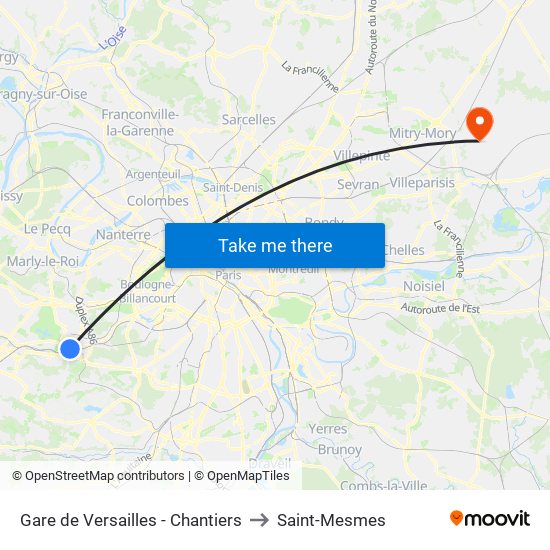 Gare de Versailles - Chantiers to Saint-Mesmes map