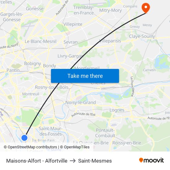 Maisons-Alfort - Alfortville to Saint-Mesmes map