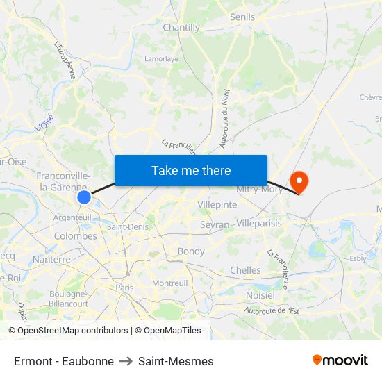 Ermont - Eaubonne to Saint-Mesmes map