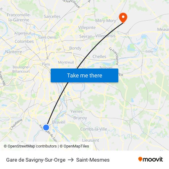 Gare de Savigny-Sur-Orge to Saint-Mesmes map