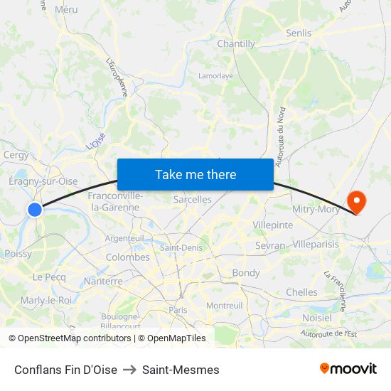 Conflans Fin D'Oise to Saint-Mesmes map