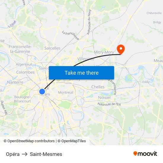 Opéra to Saint-Mesmes map