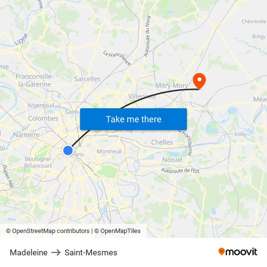 Madeleine to Saint-Mesmes map