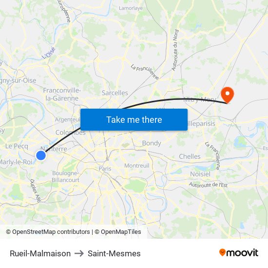 Rueil-Malmaison to Saint-Mesmes map