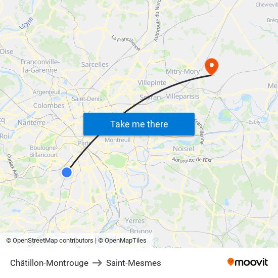 Châtillon-Montrouge to Saint-Mesmes map