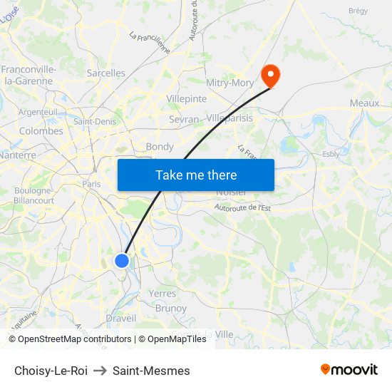 Choisy-Le-Roi to Saint-Mesmes map