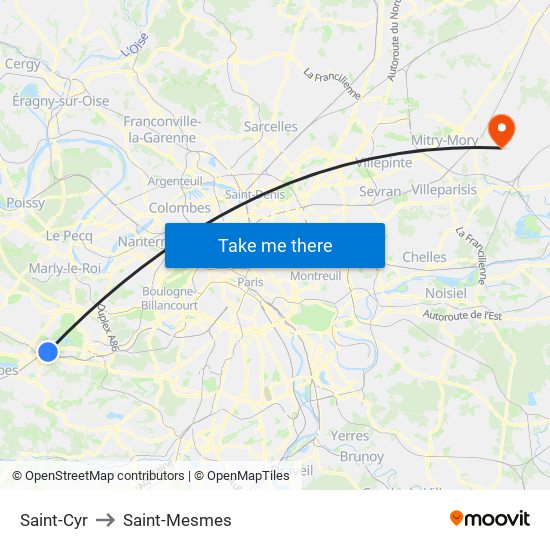 Saint-Cyr to Saint-Mesmes map