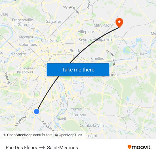 Rue Des Fleurs to Saint-Mesmes map