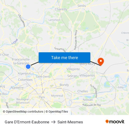 Gare D'Ermont-Eaubonne to Saint-Mesmes map