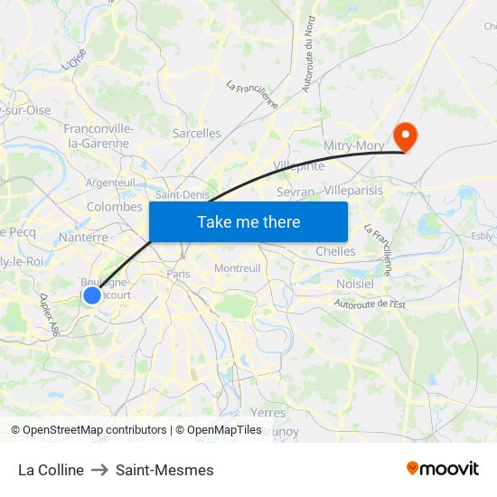 La Colline to Saint-Mesmes map