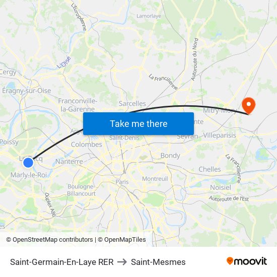Saint-Germain-En-Laye RER to Saint-Mesmes map