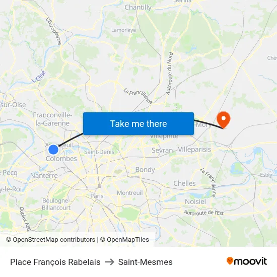 Place François Rabelais to Saint-Mesmes map