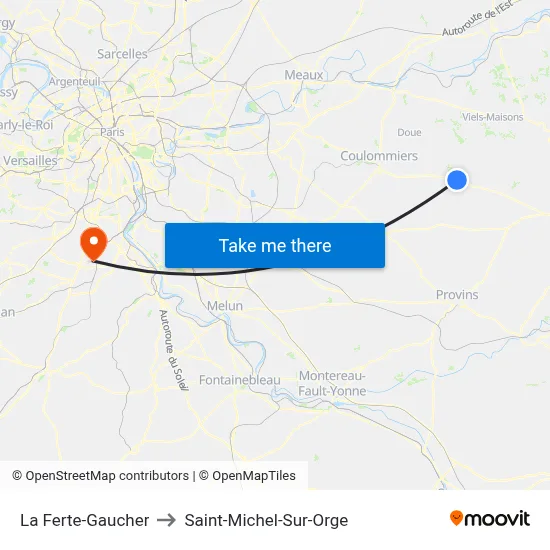 La Ferte-Gaucher to Saint-Michel-Sur-Orge map