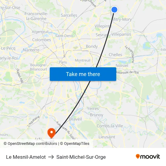 Le Mesnil-Amelot to Saint-Michel-Sur-Orge map
