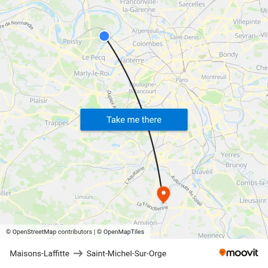 Maisons-Laffitte to Saint-Michel-Sur-Orge map