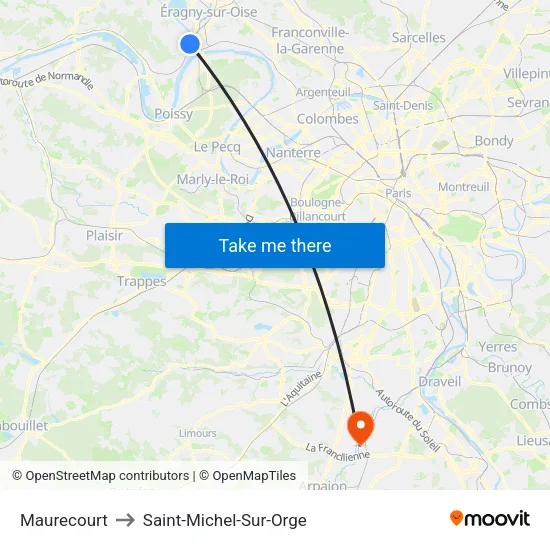 Maurecourt to Saint-Michel-Sur-Orge map