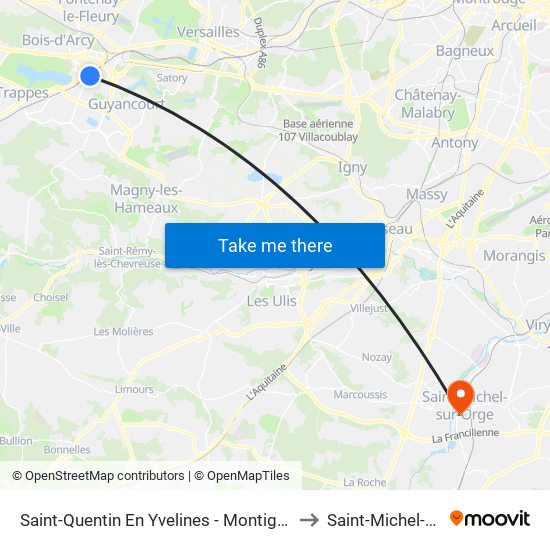 Saint-Quentin En Yvelines - Montigny-Le-Bretonneux to Saint-Michel-Sur-Orge map