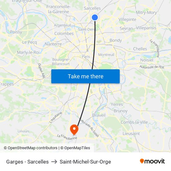 Garges - Sarcelles to Saint-Michel-Sur-Orge map
