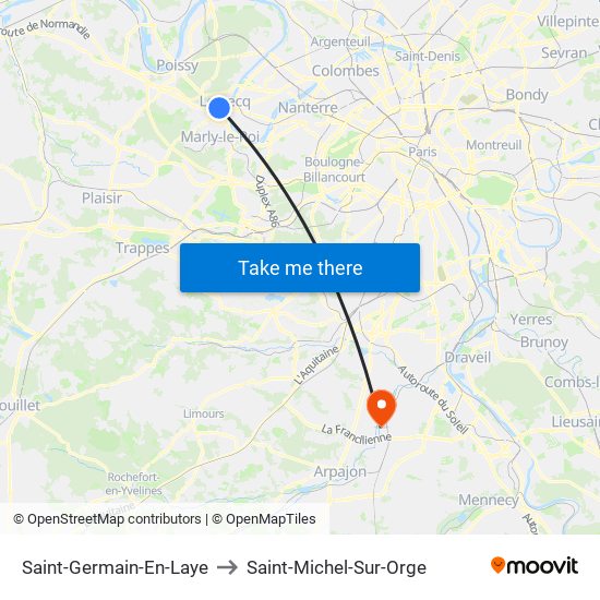 Saint-Germain-En-Laye to Saint-Michel-Sur-Orge map