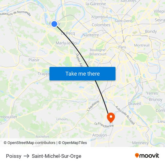 Poissy to Saint-Michel-Sur-Orge map