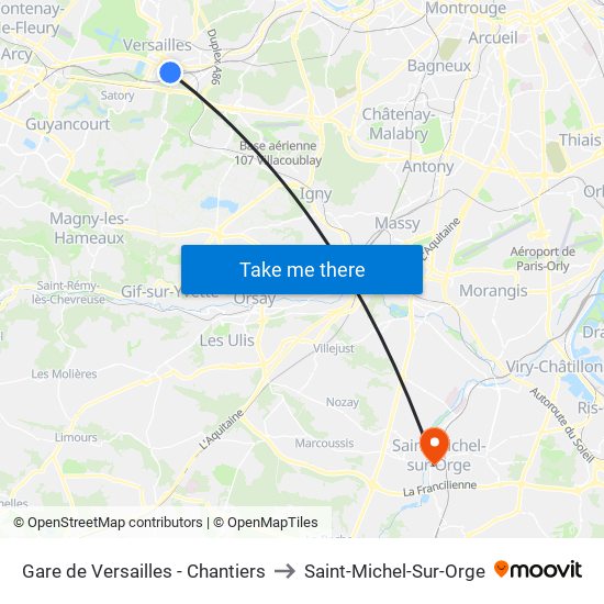 Gare de Versailles - Chantiers to Saint-Michel-Sur-Orge map