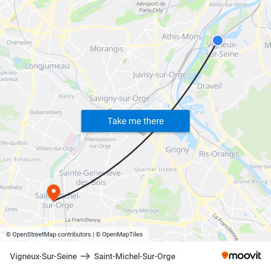 Vigneux-Sur-Seine to Saint-Michel-Sur-Orge map