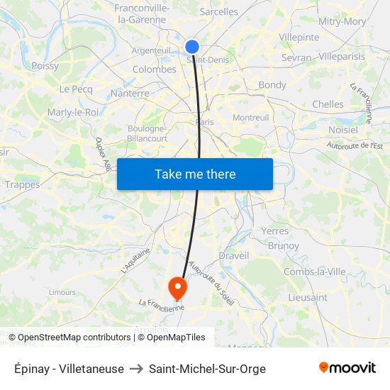 Épinay - Villetaneuse to Saint-Michel-Sur-Orge map