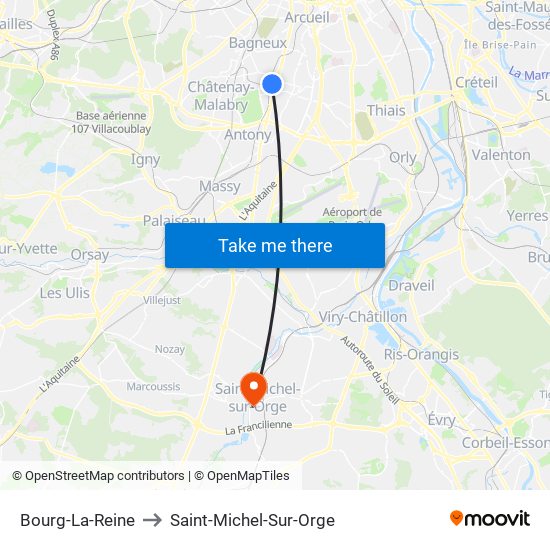 Bourg-La-Reine to Saint-Michel-Sur-Orge map