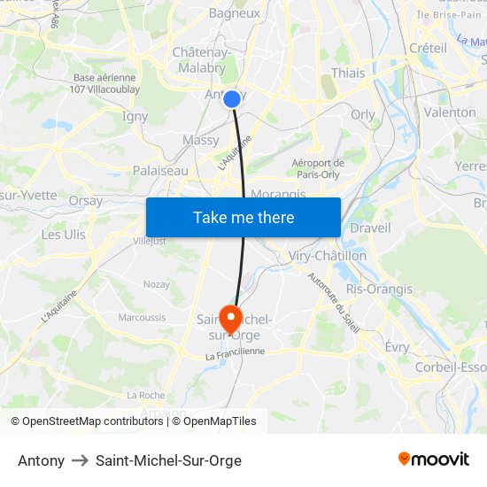 Antony to Saint-Michel-Sur-Orge map