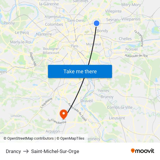 Drancy to Saint-Michel-Sur-Orge map
