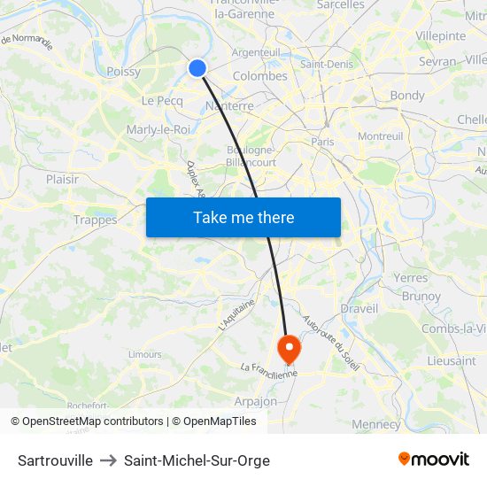 Sartrouville to Saint-Michel-Sur-Orge map