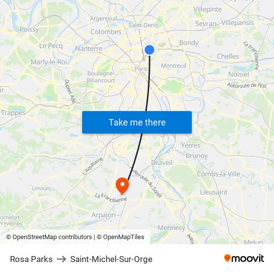 Rosa Parks to Saint-Michel-Sur-Orge map