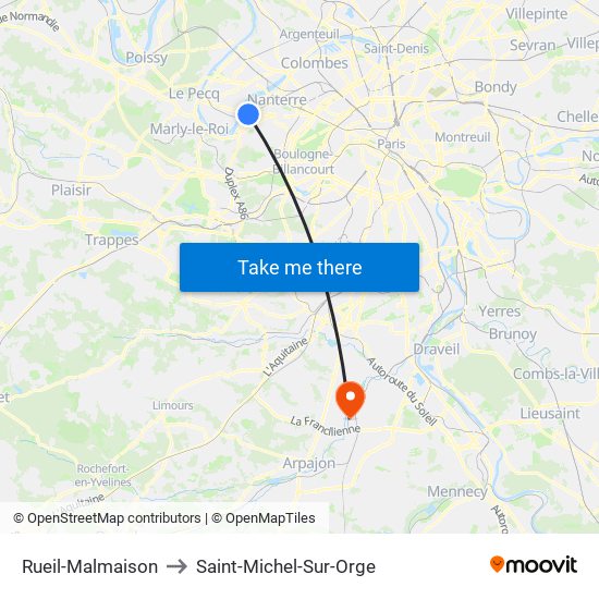 Rueil-Malmaison to Saint-Michel-Sur-Orge map