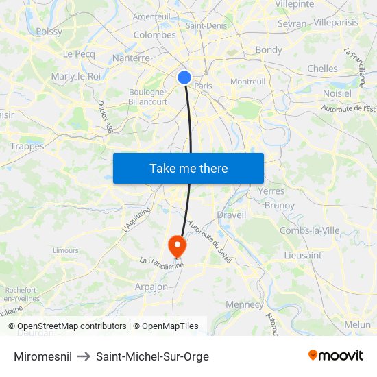 Miromesnil to Saint-Michel-Sur-Orge map