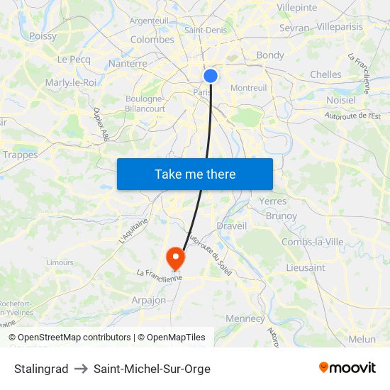 Stalingrad to Saint-Michel-Sur-Orge map