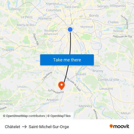 Châtelet to Saint-Michel-Sur-Orge map