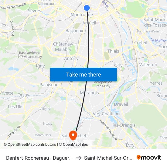 Denfert-Rochereau - Daguerre to Saint-Michel-Sur-Orge map