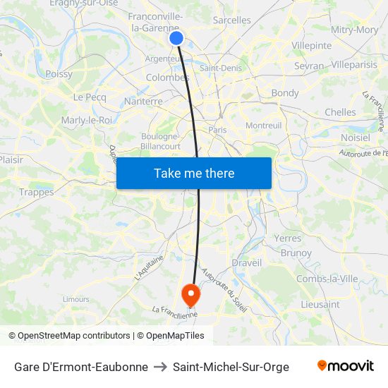 Gare D'Ermont-Eaubonne to Saint-Michel-Sur-Orge map
