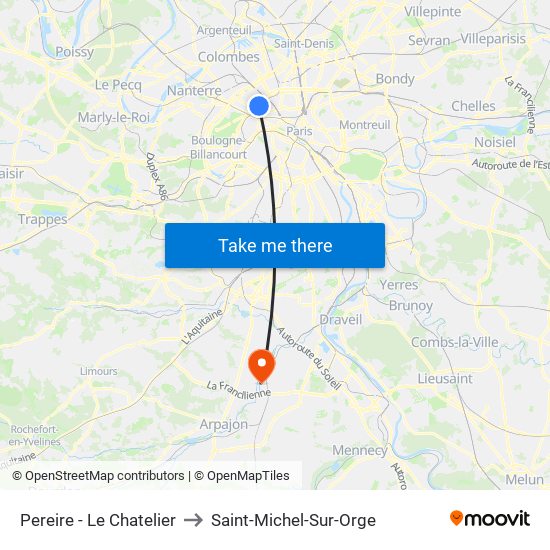 Pereire - Le Chatelier to Saint-Michel-Sur-Orge map