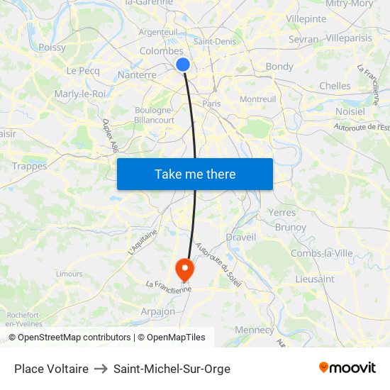 Place Voltaire to Saint-Michel-Sur-Orge map