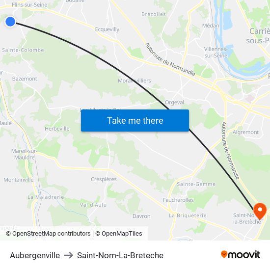 Aubergenville to Saint-Nom-La-Breteche map