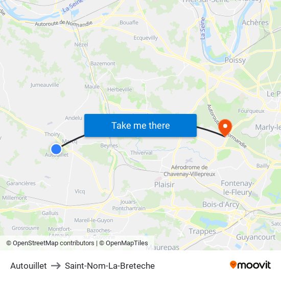Autouillet to Saint-Nom-La-Breteche map